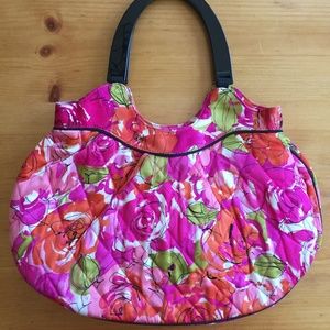 Vera Bradley Pink Orange Green Floral Quilted Hobo Bag